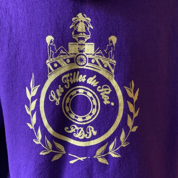 VINTAGE - Montreal Roller derby purple gold FDR team print hoodie - Mens small - Picture 2 of 8